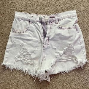Idem Ditto Light Pink Denim Ripped Jean Shorts